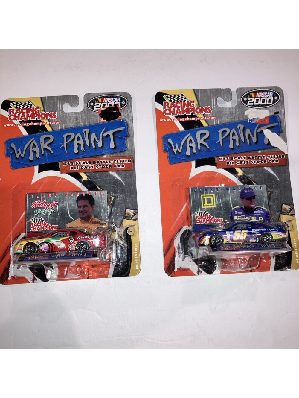 (2) VINTAGE 2000 Racing Champions WAR PAINT NASCAR 1/64 Scale NEW On Card